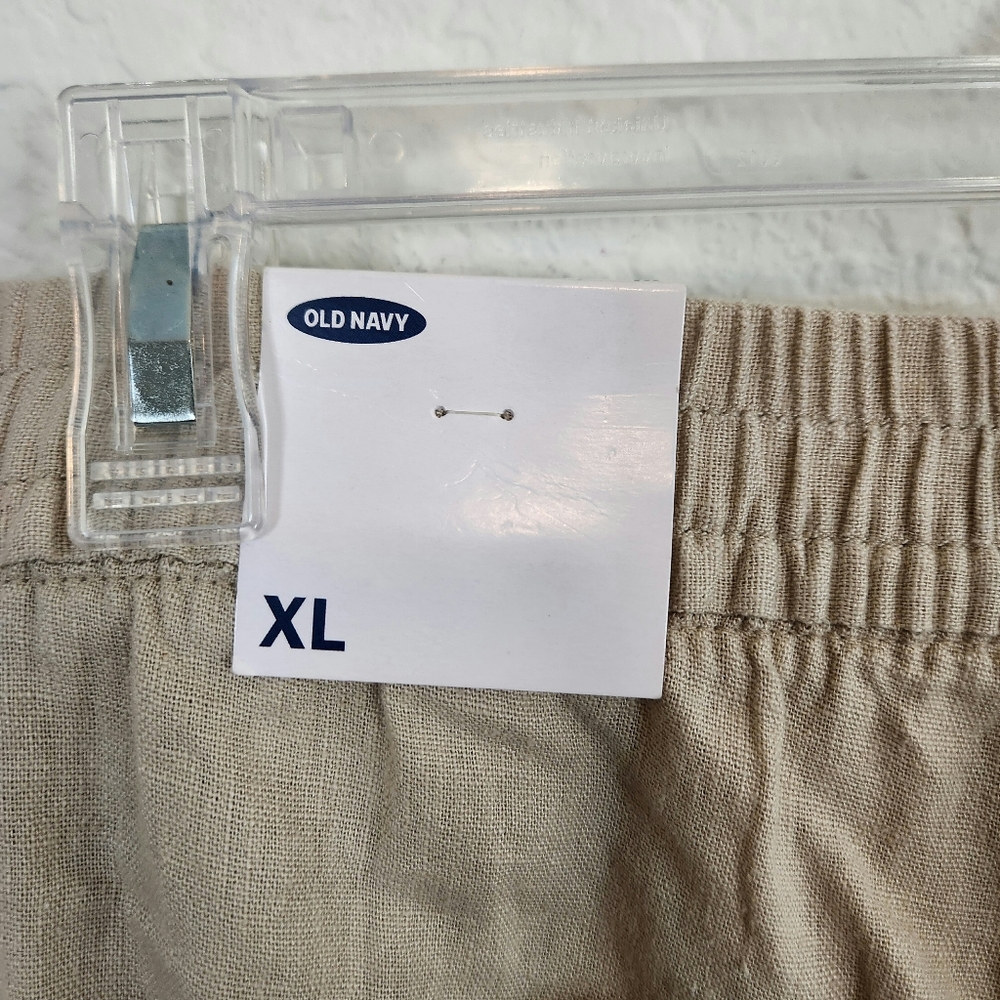 Old Navy | NWT Linen Blend Wide Leg Tie Waist Pants Tan XL - Picture 4 of 5